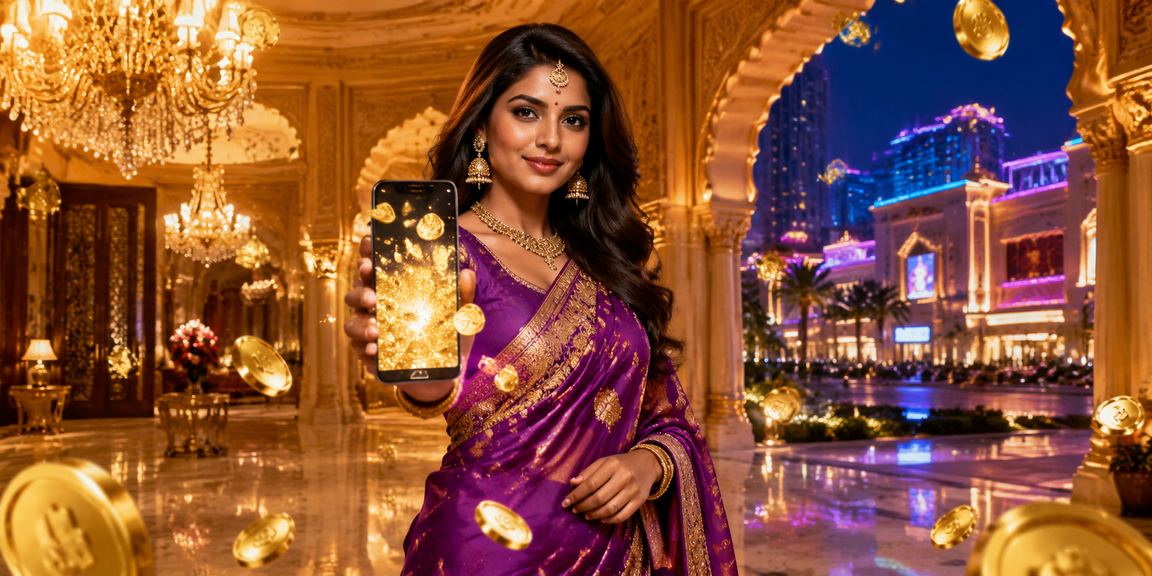 Modern mobile casino neon gaming interface in India